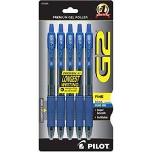 PILOT G-2 GEL FINE BLUE 5CT